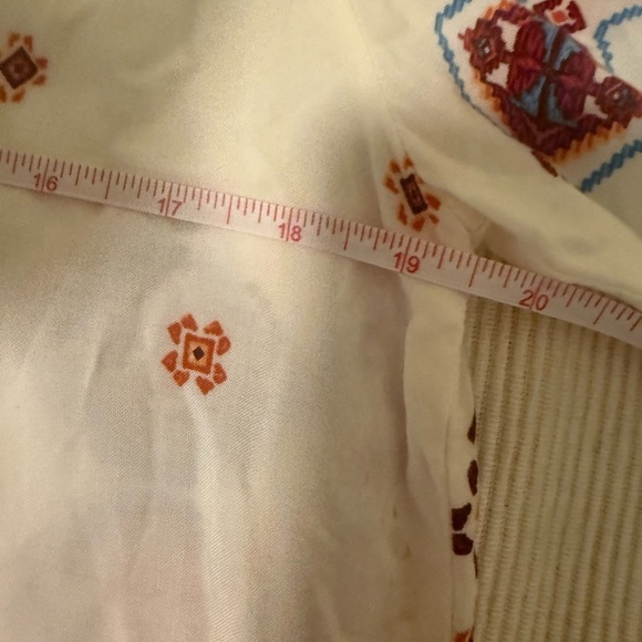 Fig and Flower Embroidered Boho Peasant Top Tassel Tie Blouse Medium - Picture 5 of 7